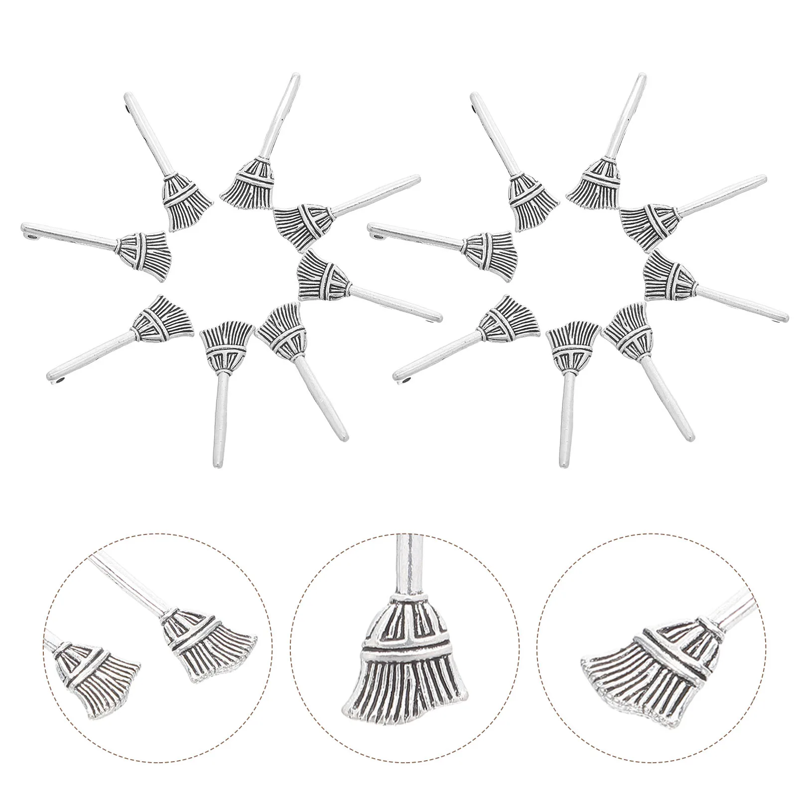 

200pcs Halloween Broom Charms Vintage Alloy Mini Pendants For Diy Jewelry Making Necklaces Bracelets Earrings Craft Decor Charms