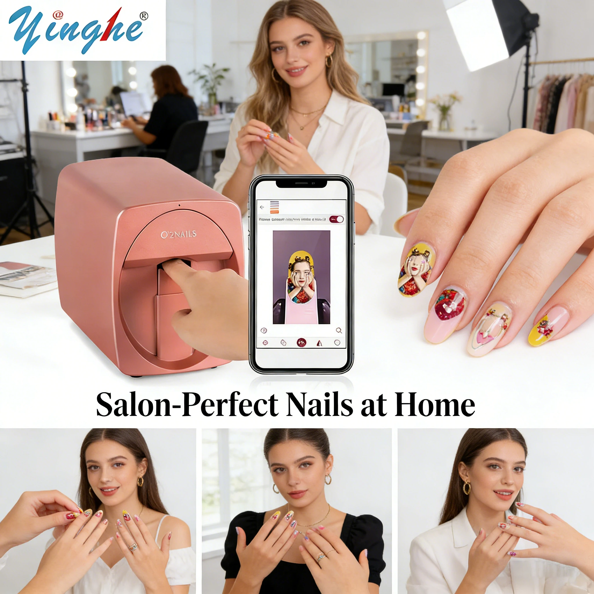 

Портативная машина для нейл-арта O2Nails H1 - 3D-принтер с цифровой технологией для профессионального и домашнего ухода за ногтями