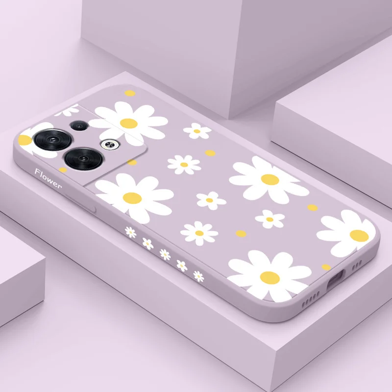 Embellish Daisies Phone Case For OPPO Reno 12 11 12F 11F 10 8 8T 8Z 7 7Z 6 5 Pro 4G 5G Pro Plus Liquid Silicone Cover