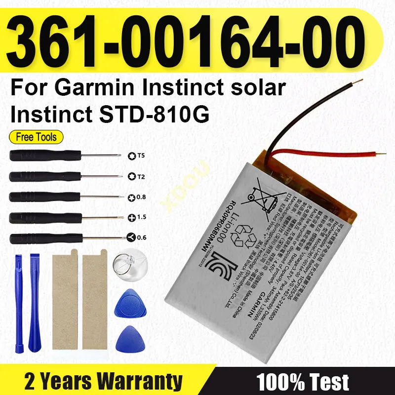

361-00164-00 New Replacement Battery For Garmin Instinct solar Instinct STD-810G Watch Bateria + Free Tools
