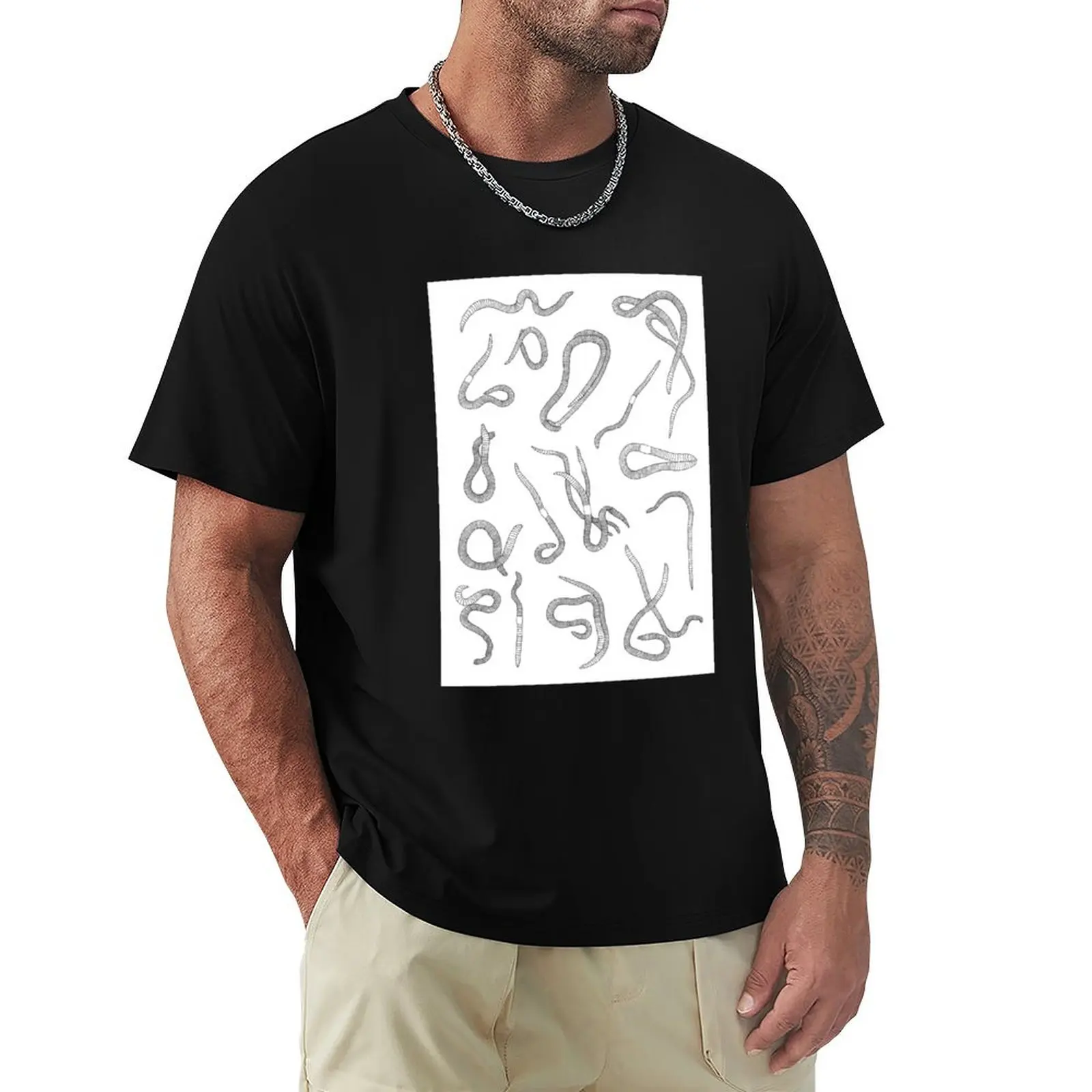 

Earthworms T-Shirt man clothes oversizeds men clothings