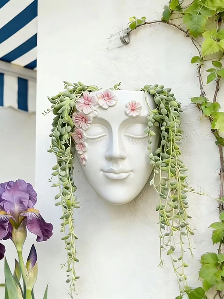 Pot de fleurs mural classique en forme de tête, idéal pour les succulentes, pot de fleurs mural, décoration de jardin