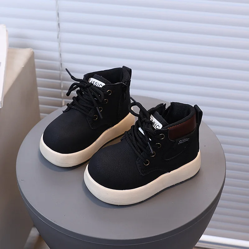 Children Short Boots with Side Zipper Kids Ankle Boots Korean Style 2025 Autumn Winter Boys Girls Fashion Boots Unisex Versatile