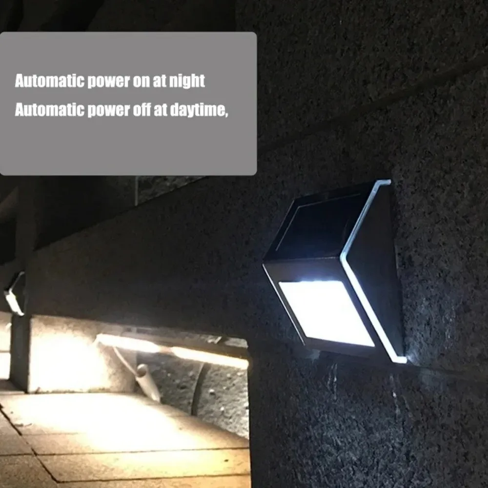 Stainless Steel 3LED Step Light Waterproof Warm Light Solar Fence Lights Easy Installation Deck Lights