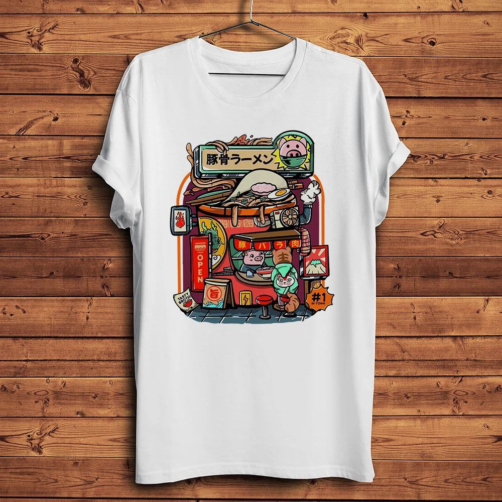 Shark vendor tonkotsu ramen Takoyaki Funny T Shirt Men Short sleeve casual TShirt Unisex streetwear Tee breathable print