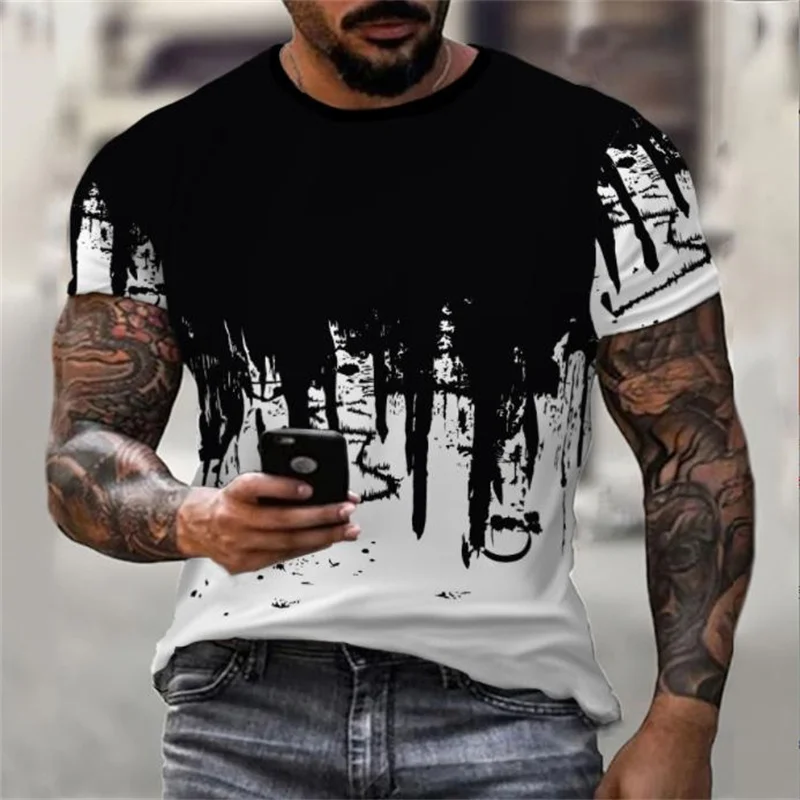 NEW 2024 hot Round neck short sleeve 3D pattern digital printed men\'s top outdoor sports fitness plus Size T-shirt XXS-6XL