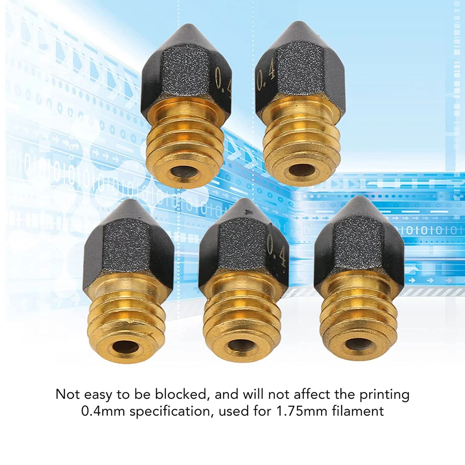 Boquilla recubierta de PTFE MK8, 1/2/5 piezas, 0,2/0,3/0,4/0,5/0,6/0,8mm, rosca de M6 para impresora 3D CR10 CR10S Ender-3 Makebot, 1,0mm
