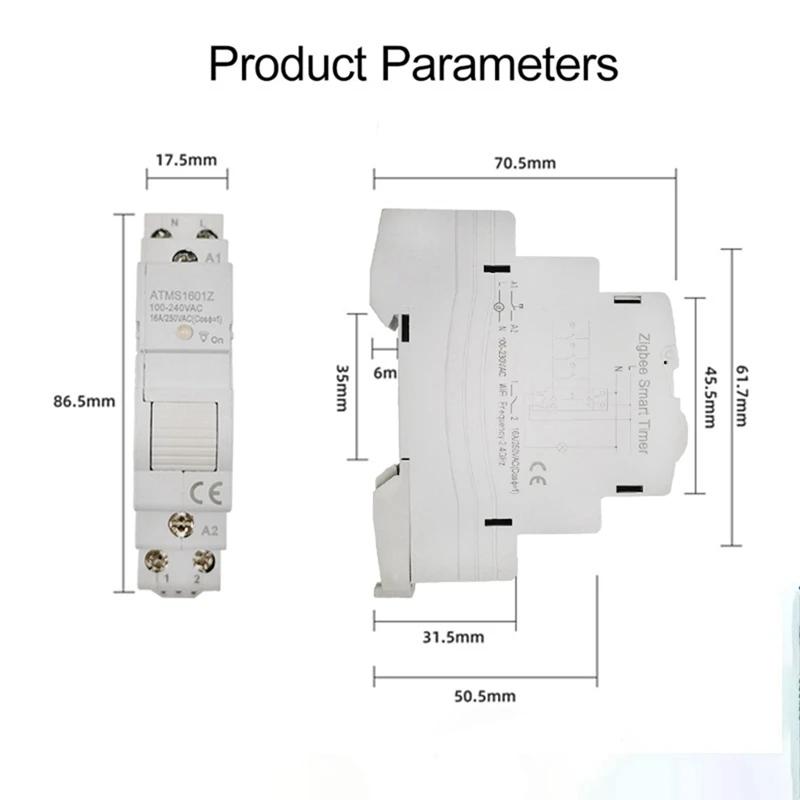 N15R-3X Tuya Smart Life Zigbee Circuit Breaker Din Rail 1P Single Pole Dry Contact Timer Relay App Remote Control Smart Timer
