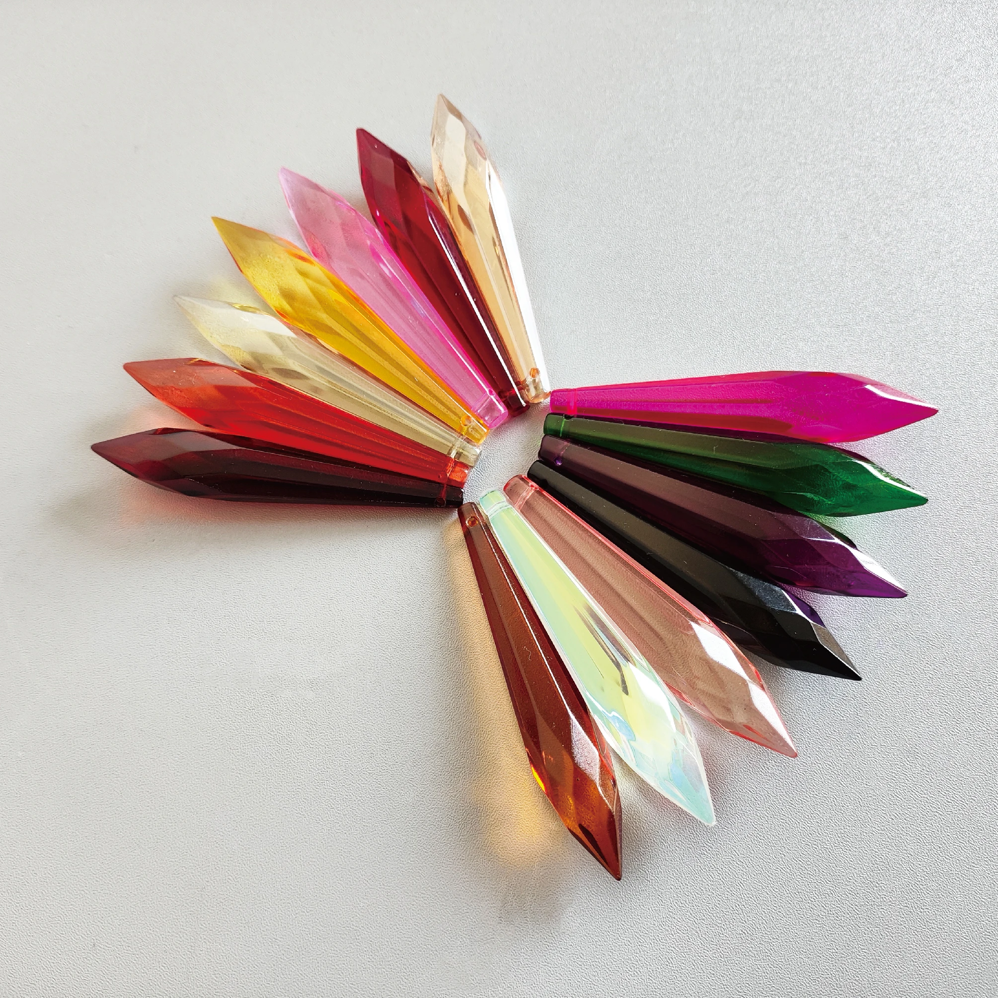 7PCS DIY Prisms 73mm Colors Faceted Icicle Crystals for Suncatcher, Wedding Decor, Chandelier & Hanging Ornaments