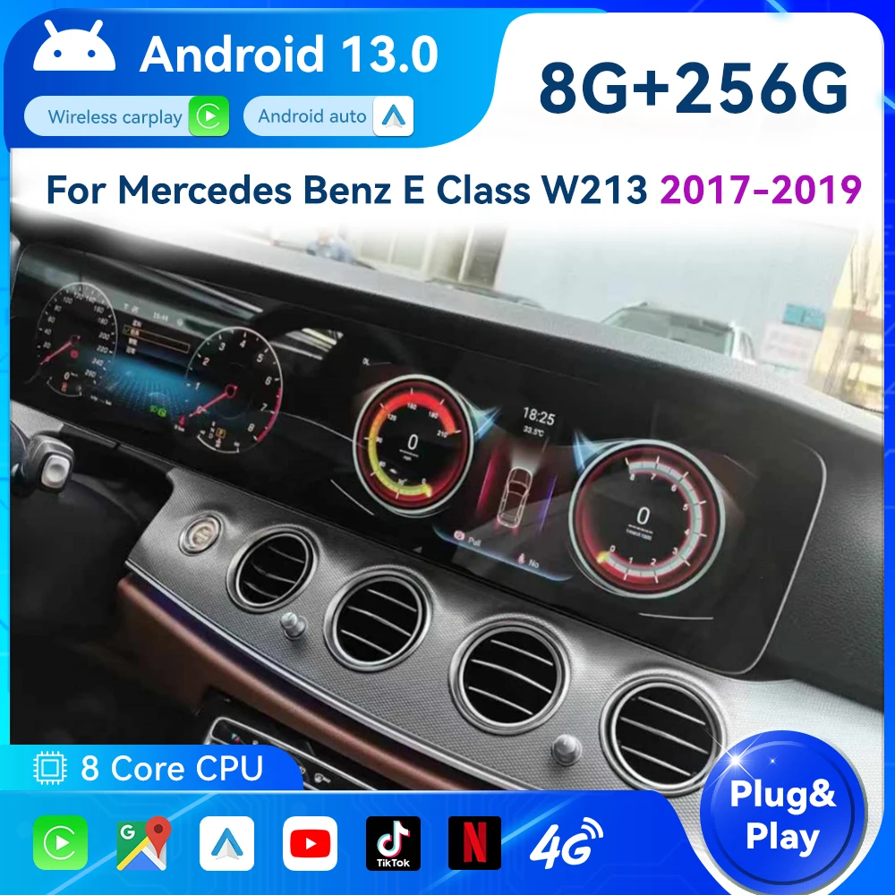 

25 дюймовый двойной экран для Mercedes Benz E Class W213 2017 2018 2019 обновленный мультимедийный плеер Android автомобильное радио авто Carplay WIFI