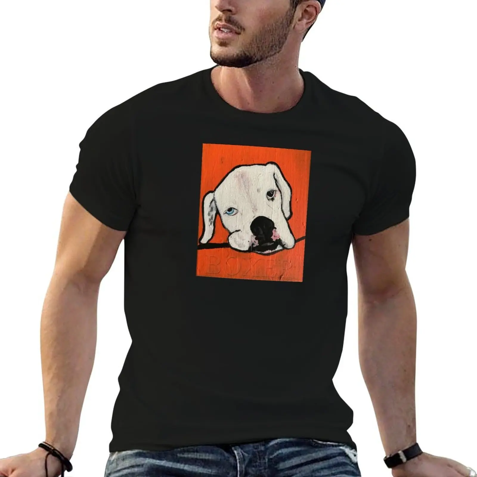 Camiseta Pisco the Boxer, camisetas para hombre, camiseta gráfica vintage para hombre, camisetas 100% de algodón de marca de lujo, camisetas 100% de algodón para hombre