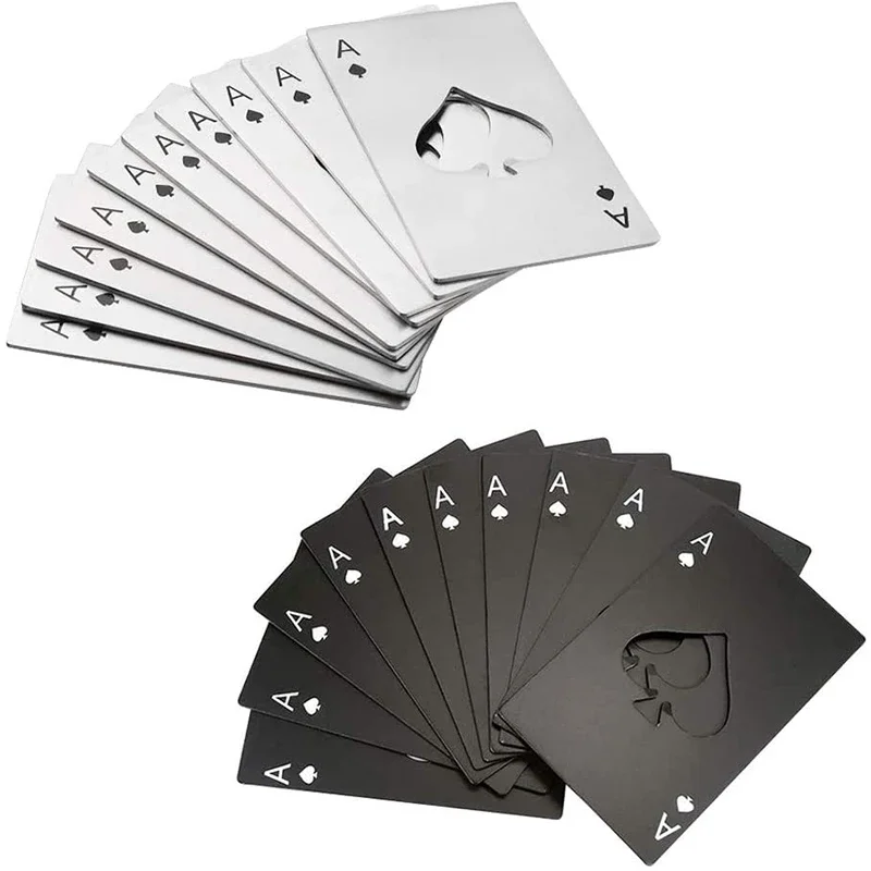 20Pcs Stainless Steel Bottle Opener Credit Card Beer Opener Ace of Spades Poker Shaped Can Opener - Bar Tools
