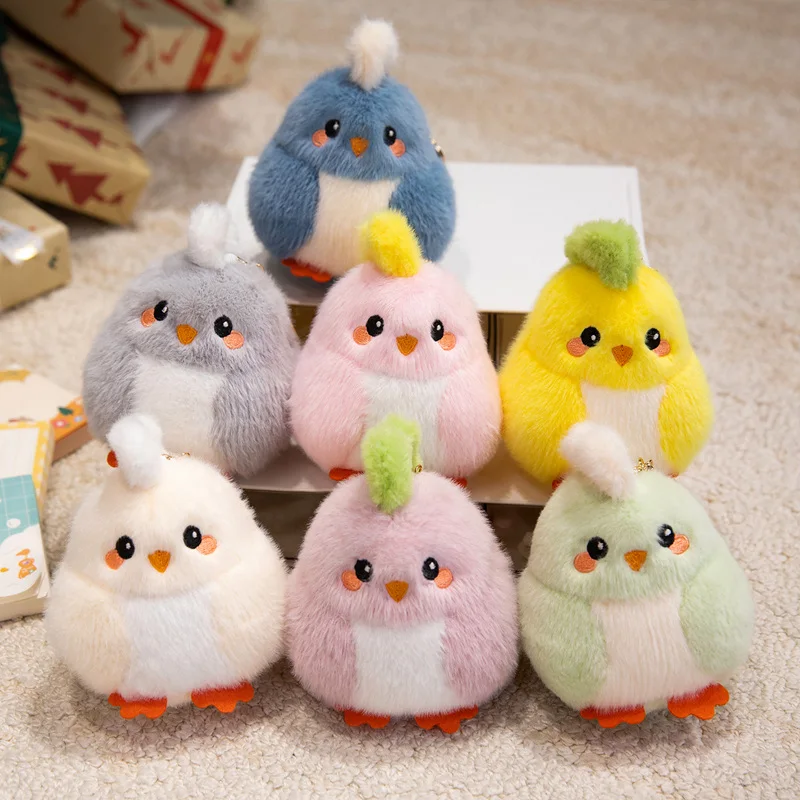 Bonitos juguetes de peluche de polluelo coloridos de dibujos animados, Mini juguetes de polluelo esponjosos y acogedores, llaveros de muñecos de animales colgantes divertidos, bolsos, decoración, bonito regalo