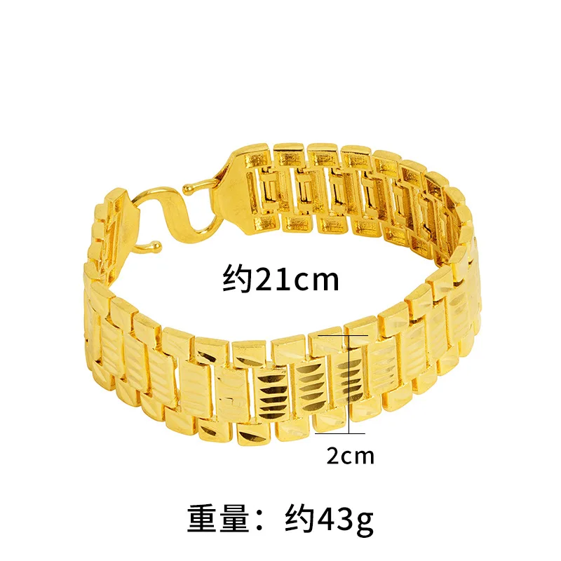 

Luxury 24K 9999 Pure Gold real gold Men's Tank Chain Tuhao Bracelet