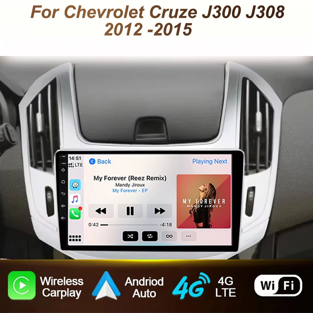 Car Radio For Chevrolet Cruze J300 J308 2012 - 2015 Carplay Android Auto Screen Head Unit Navigation Stereo 2din 5G Bluetooth