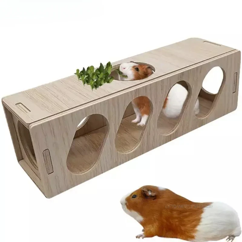 Wooden Hamster Toys Tunnel Escape Toy Hamster Hide House Multipurpose Safe Using Wooden Toys for Rabbits Golden Bear Weasels