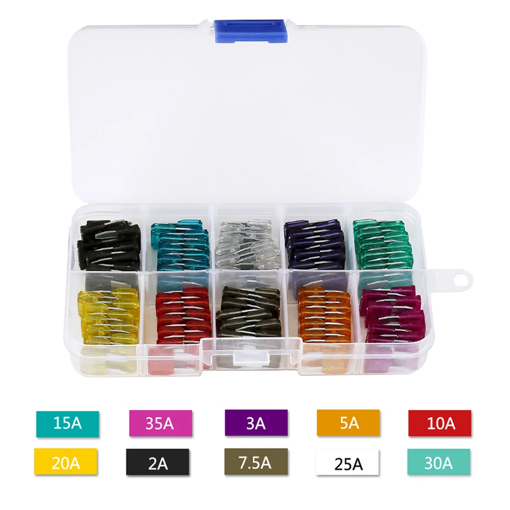 

120pcs Blade Fuses Assortment Kit 2/3/5/7.5/10/15/20/25/30/35a Colorful Replacement Automotive Fuses With Storage Box For Car