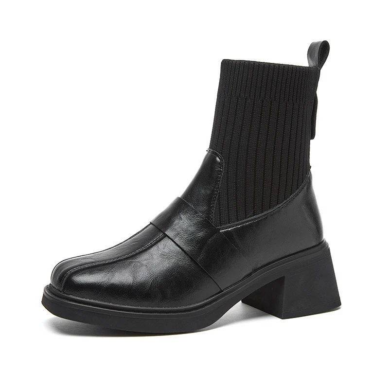 

CICIYANG Women Ankle Boots Genuine Leather 2025 New Autumn and Winter Fashion Booties British Style High-heel Ladies Socks Boots