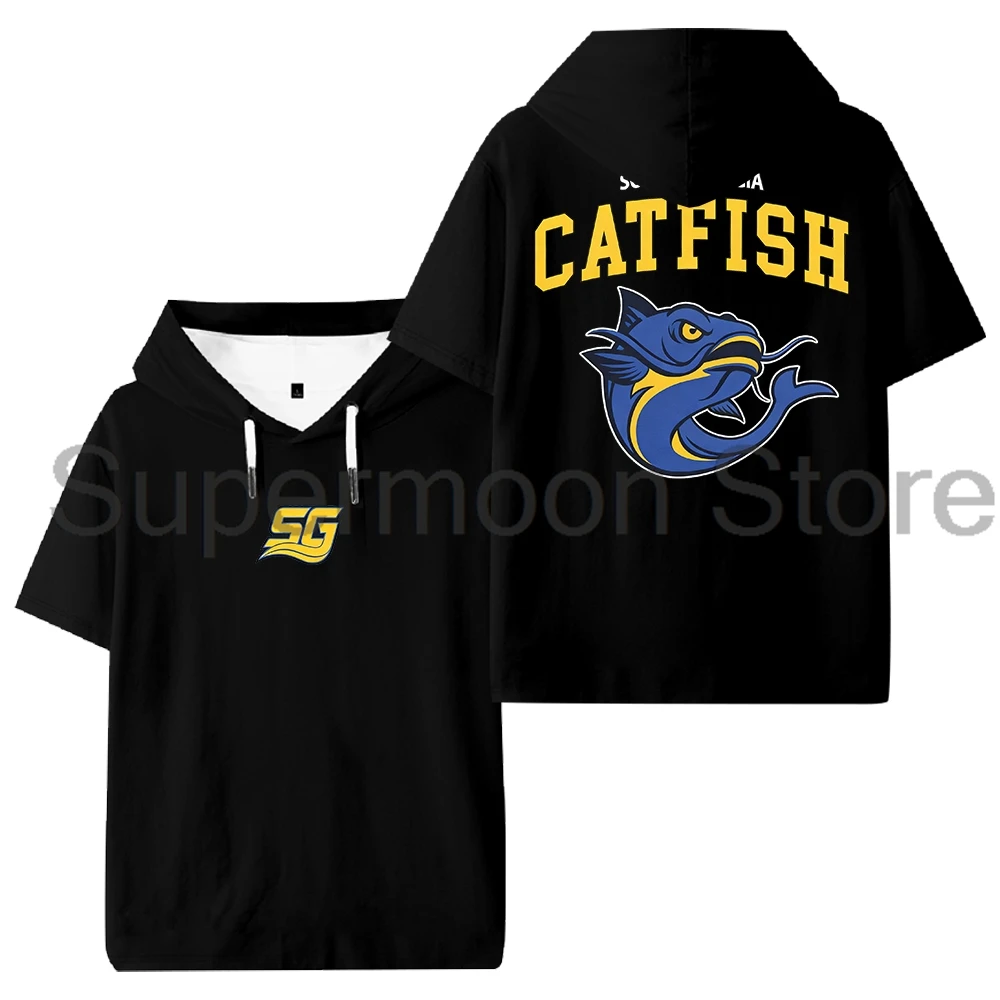 تشاد باورز جنوب جورجيا سمك السلور شعار مقنعين تي شيرت 2025 برنامج تلفزيوني قصير الأكمام المحملة النساء الرجال في الهواء الطلق ملابس الشارع الشهير