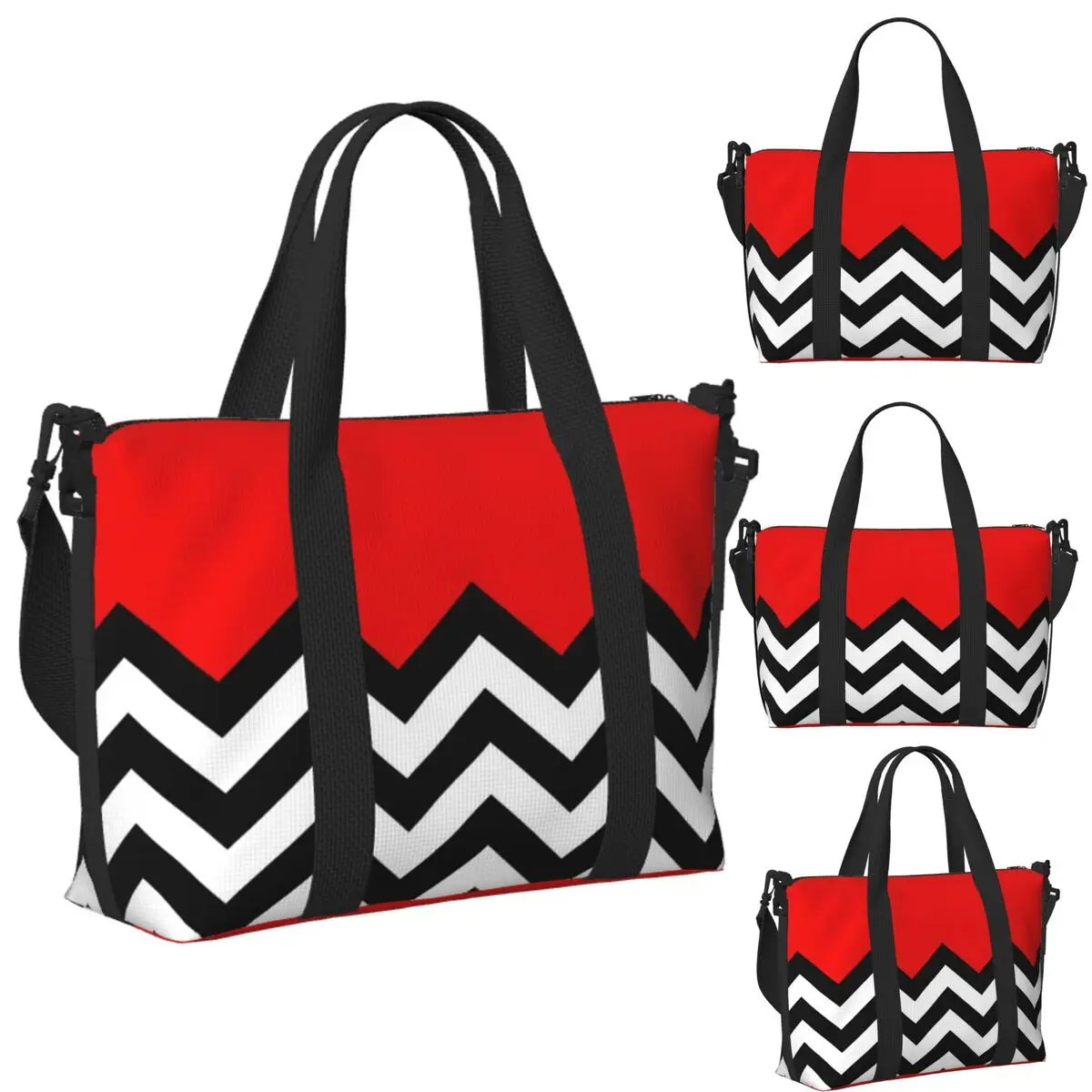 

Twin Peaks - Black Lodge Pattern Beach Travel Bag Large Capacity Tote Bags for Gym Yoga Women Shopping Duffle Shoulder Bag
