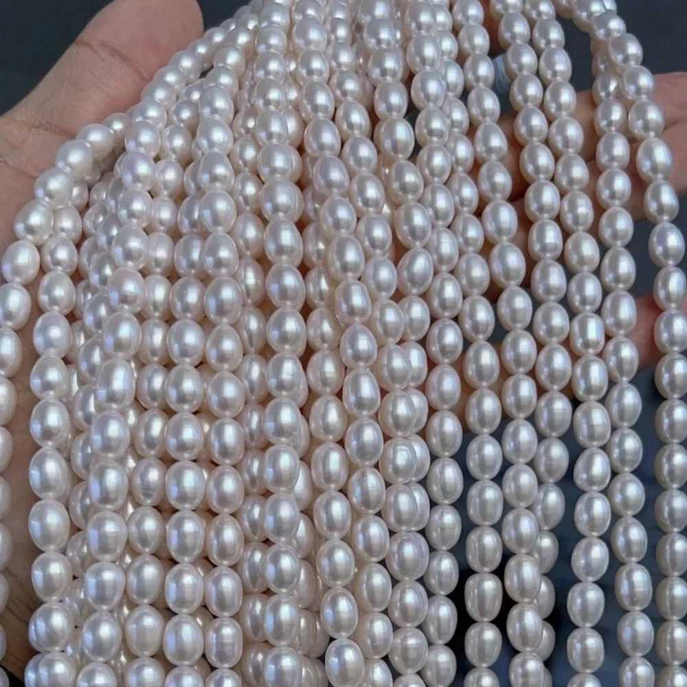 

AAA 100% Perfect Selected Natural Freshwater Pearl Rice Shape Loose Spacer Bead Jewelry Making DIY Necklace Bracelet Accessories
