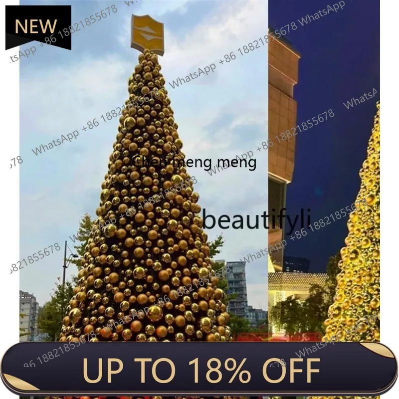 

P178 Large Frame Christmas Tree 8m -9-10- 12m Outdoor Square Arrangement gold Christmas Tree