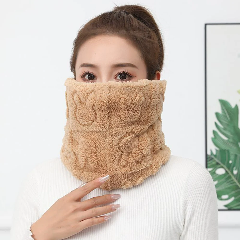 Fashion Knitted Plush Neck Warmer Sport Scarf Women Men Face Cover Winter Skating Running Warm Scarves Thick Cold-proof Collar