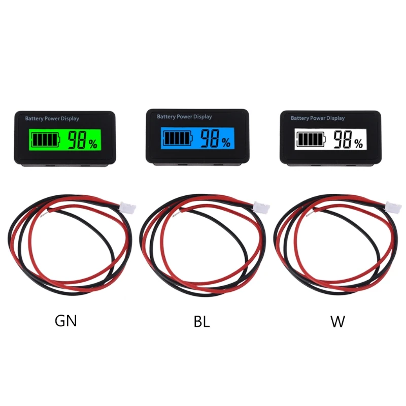 12v 24v 48V Battery Voltage Meter with LCD Display Green Backlight Battery Monitor Capacity Meter Level Indicator DropShipping