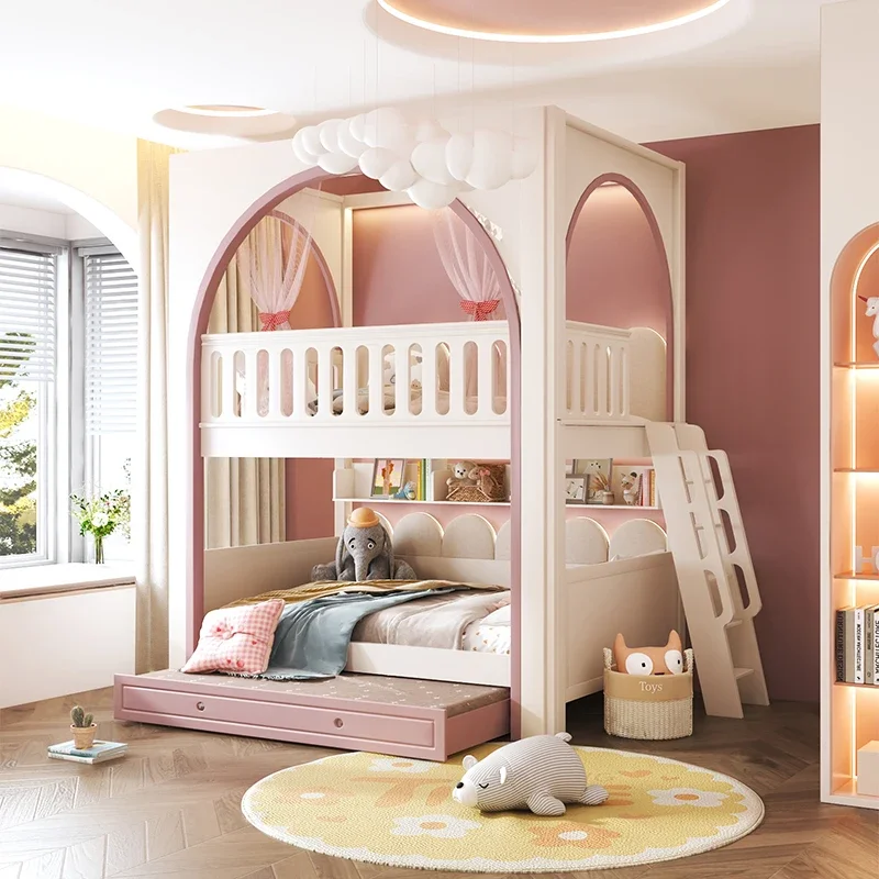 Girl Bunk Children Beds Princess Modern Storage Baby Children Beds Luxury Simplicity Camas Infantiles Bedroom Furniture ZL50CB