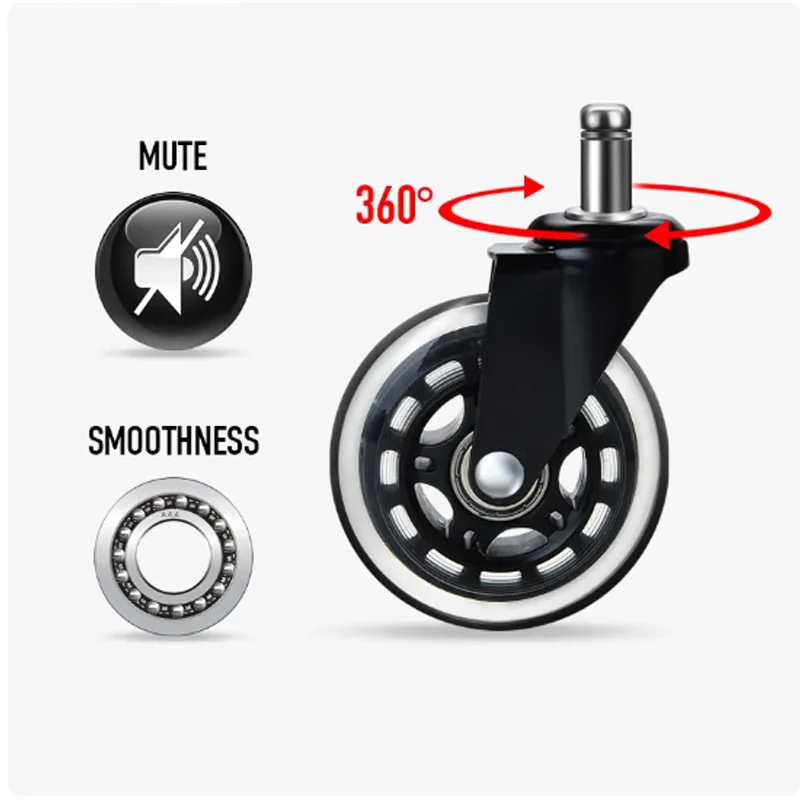 Imagem -05 - Borracha Macia Giratória Cadeira Caster Rodas Substituição Segura Rolos Móveis Hardware Pcs