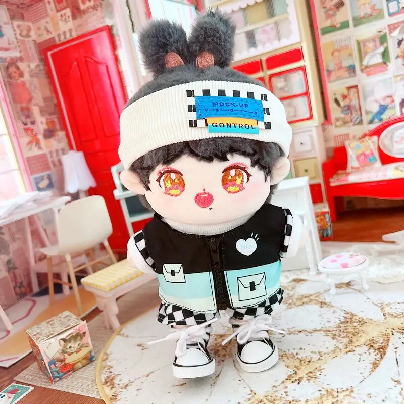 20cm Cool Nice Boy 4pcs Set Idol Doll Clothes DIY Dress Up Plush Cotton Doll Accessories Can Changing Clothes Game Girls Gifts