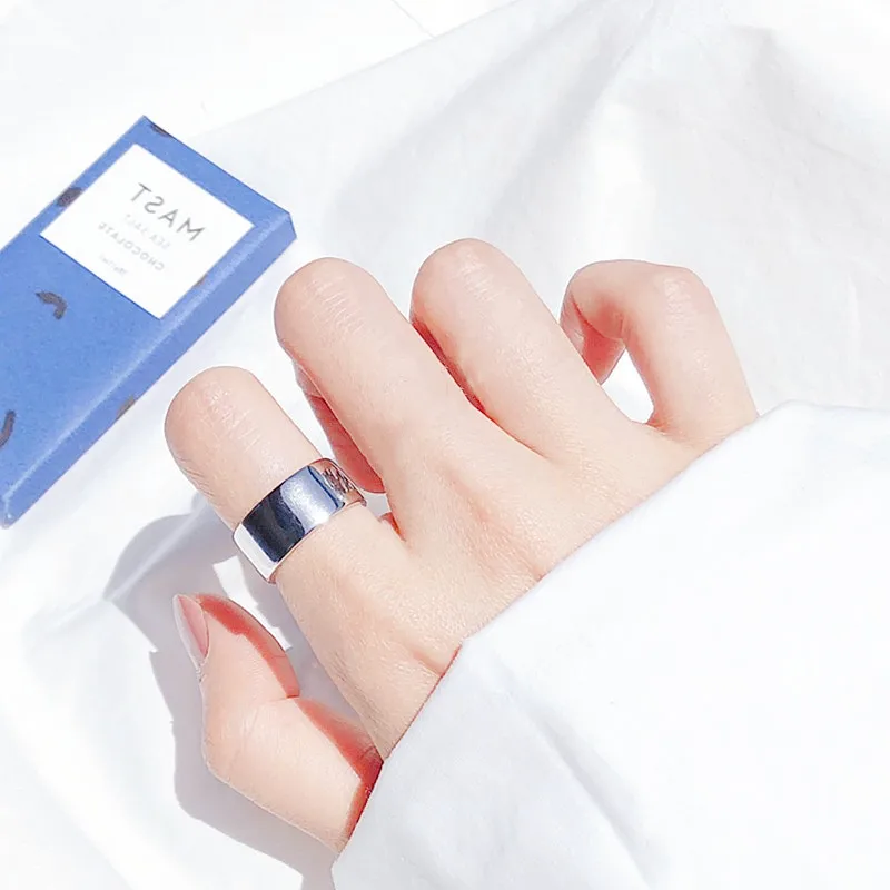 New Fashion Glossy 925 Sterling Silver Wide-faced Simple Opening Rings  R046