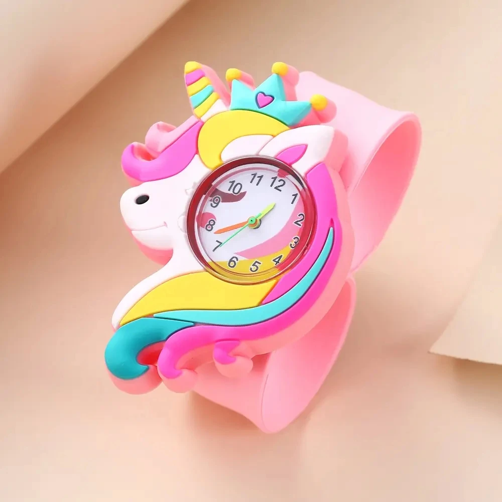 Baby Watch 3D Cartoon Unicorn Kids Birthday Gift Girl Boy Children Watches Study Time Toy Clock Free Spare Battery