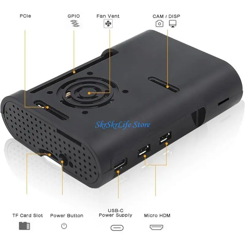 

Корпус корпуса E65E для корпуса RaspberryPi5 с охлаждающим вентилятором для RPI5 Poert Protect