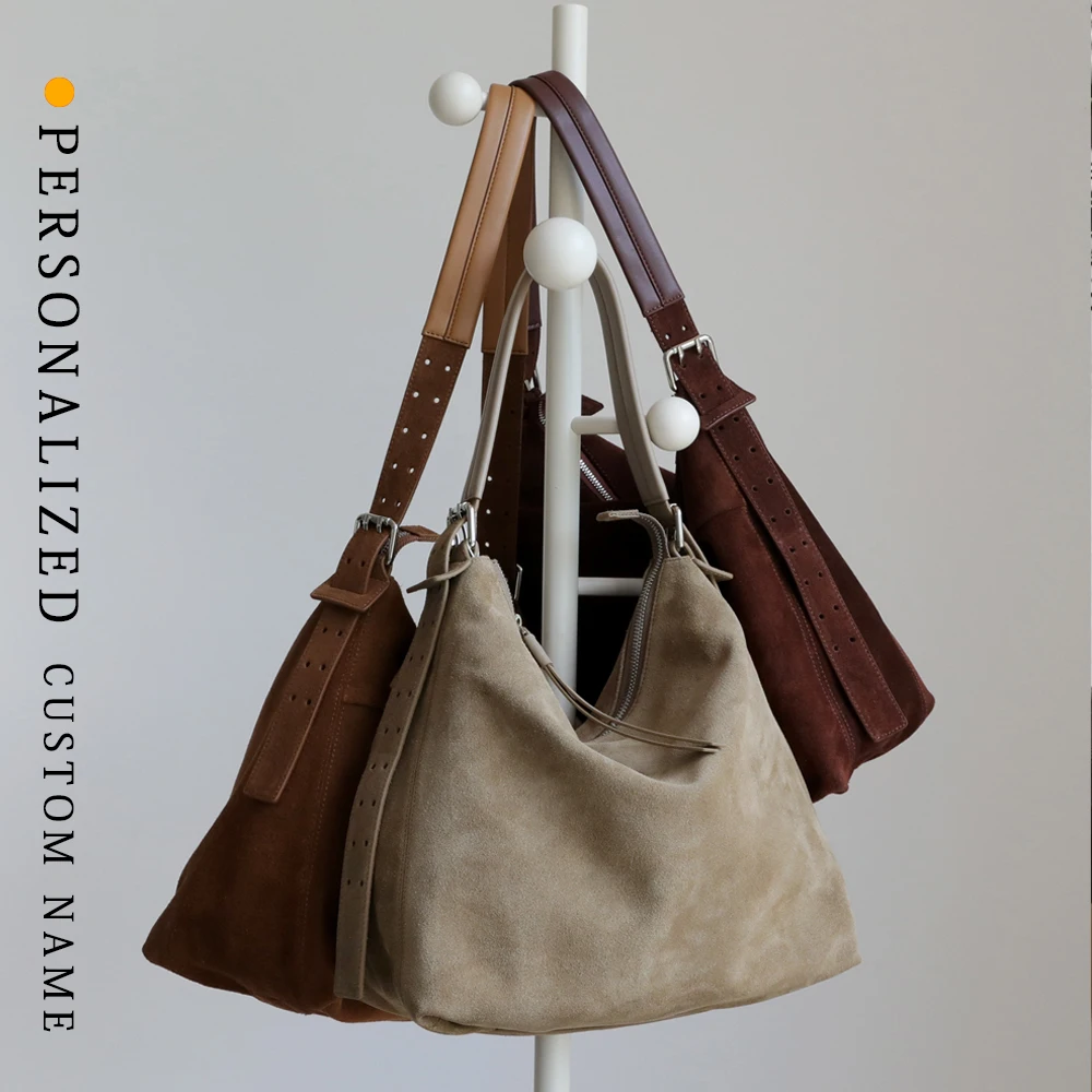 

Женская сумка-тоут из матовой воловьей кожи с большой вместительной модной сумкой через плечо, простая высококачественная сумка на плечо под мышками, бесплатная глажка