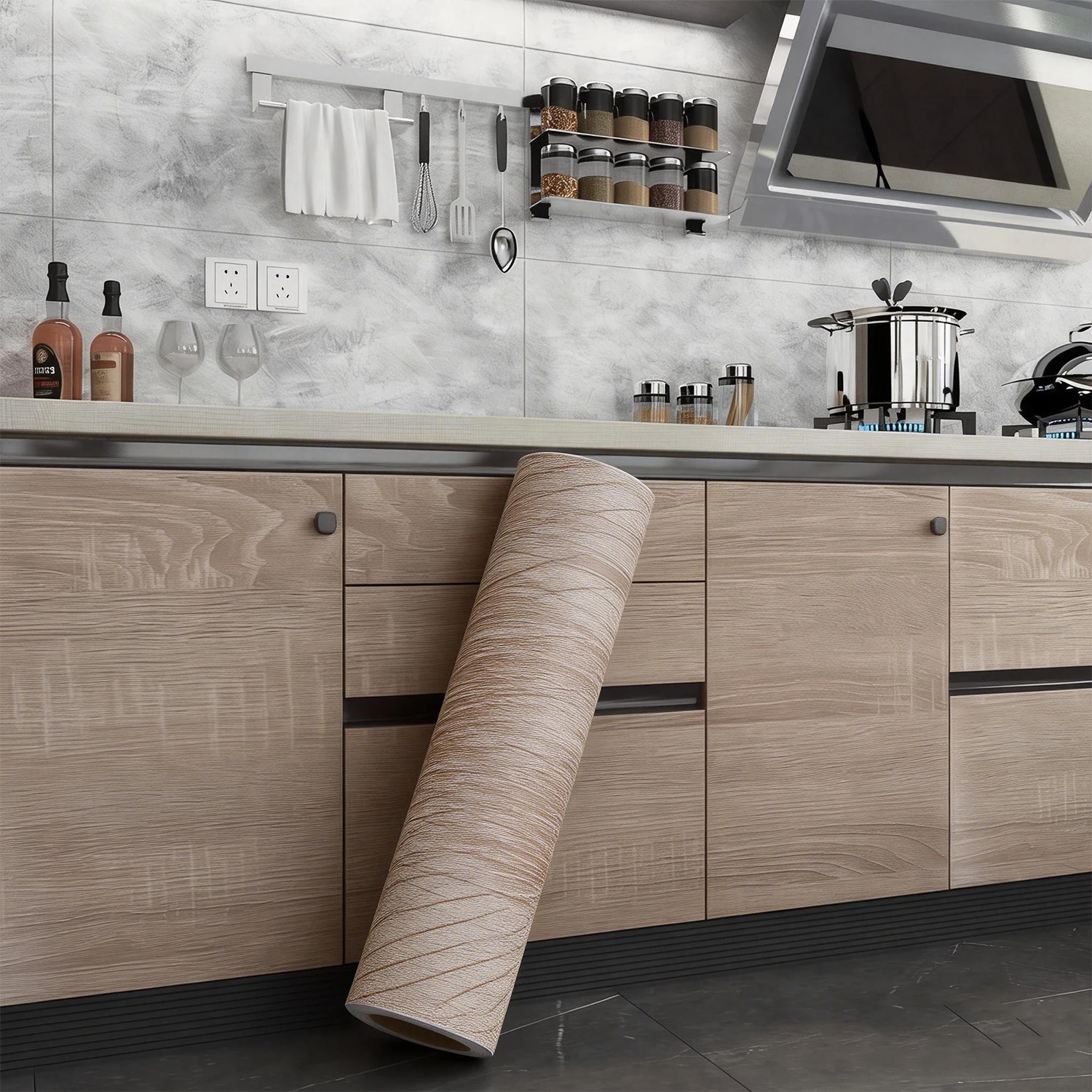 

Водонепроницаемая самоклеящаяся виниловая пленка под дерево шириной 55 см для декора мебели, обои ПВХ для кухонных шкафов и дверей