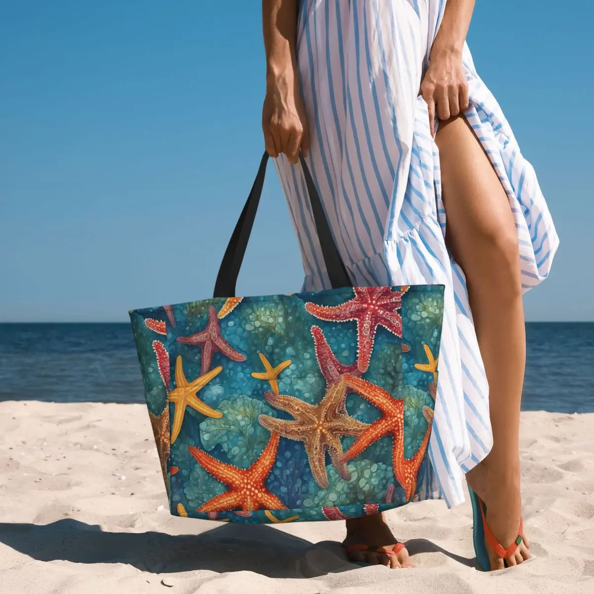Bolsa de mano de playa de estrella de mar, bolsa de lona grande para deporte, gimnasio, Yoga, bolsa de viaje para mujer, bolsa de Fitness
