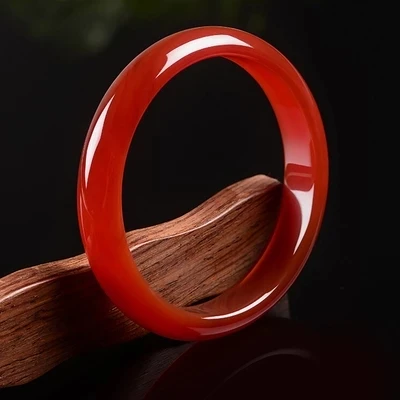 

Natural Agate Chalcedony Red Bangle Elegant Princess Jewelry Bracelet Best