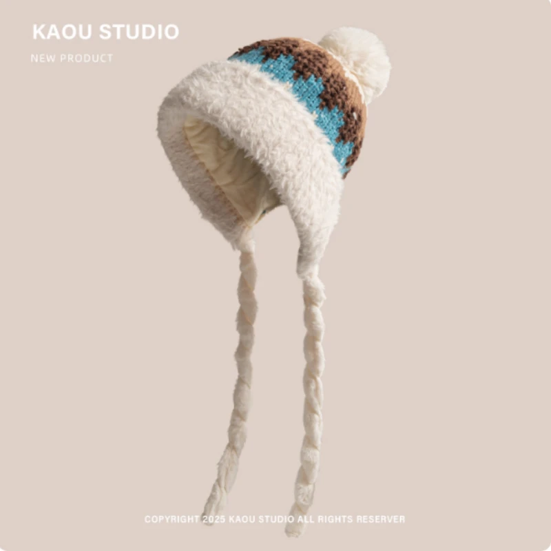 新しい冬レトロエスニックスタイルぬいぐるみプルオーバーキャップ男性と女性屋外肥厚暖かい乗馬耳保護フライングボンバーハット