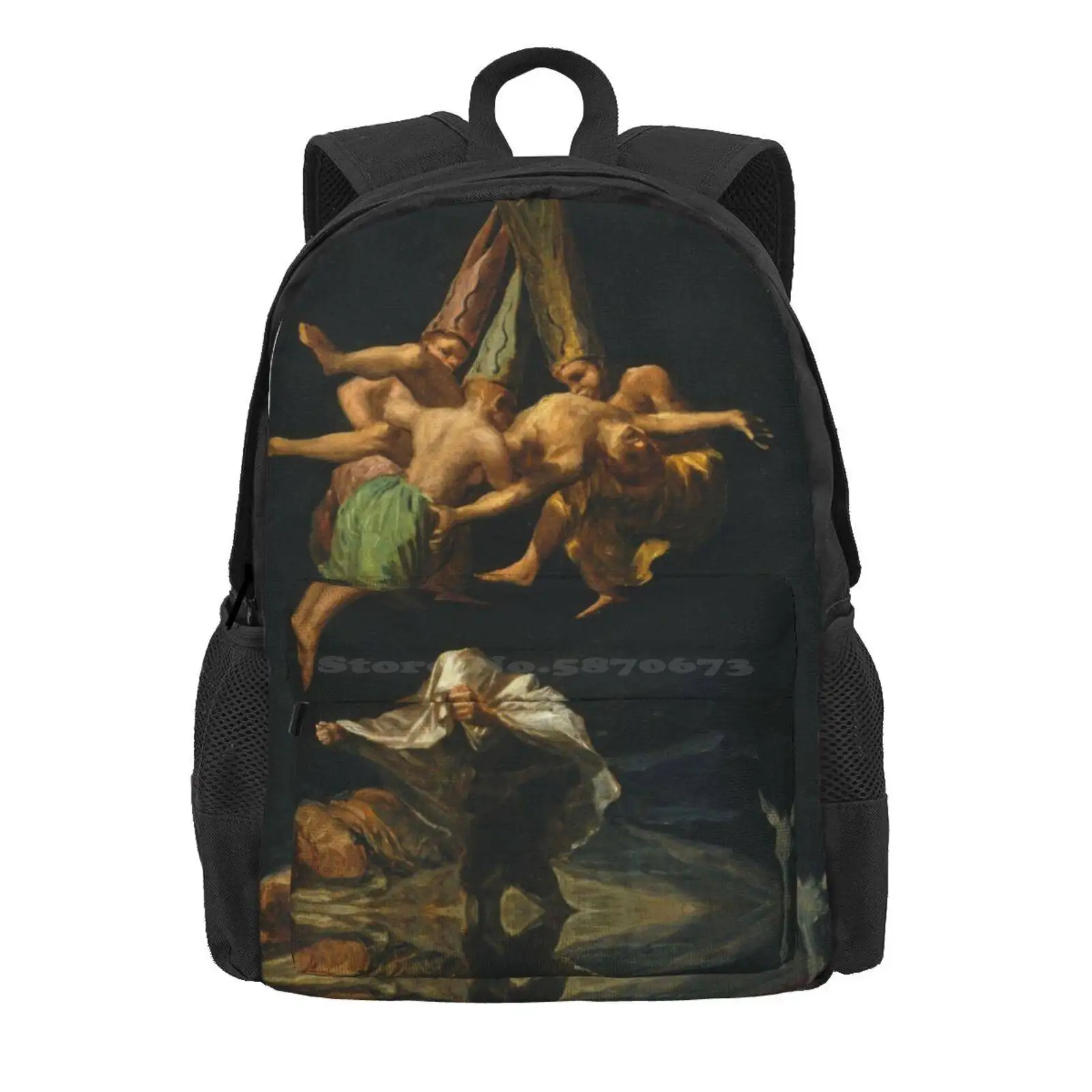 Francisco Goya - The Journey Of The Witches Hot Sale Schoolbag Backpack Fashion Bags Saturn Devouring His Son Black Francisco