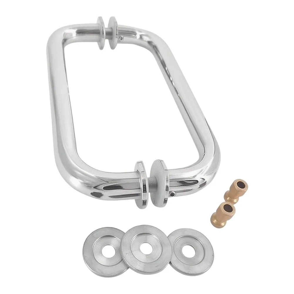 Shower Door Pull Handle with High Polished Mirror Finish SUS 304 Steel and Internal Brass Sleeves for Stability