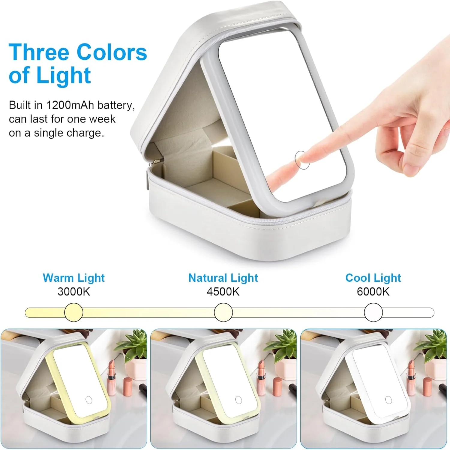 Makeup Bag with Led Mirror - 2024 Mini Makeup Case with Lighted Mirror, Rechargeable Travel Makeup Case, Three Colors Brightness