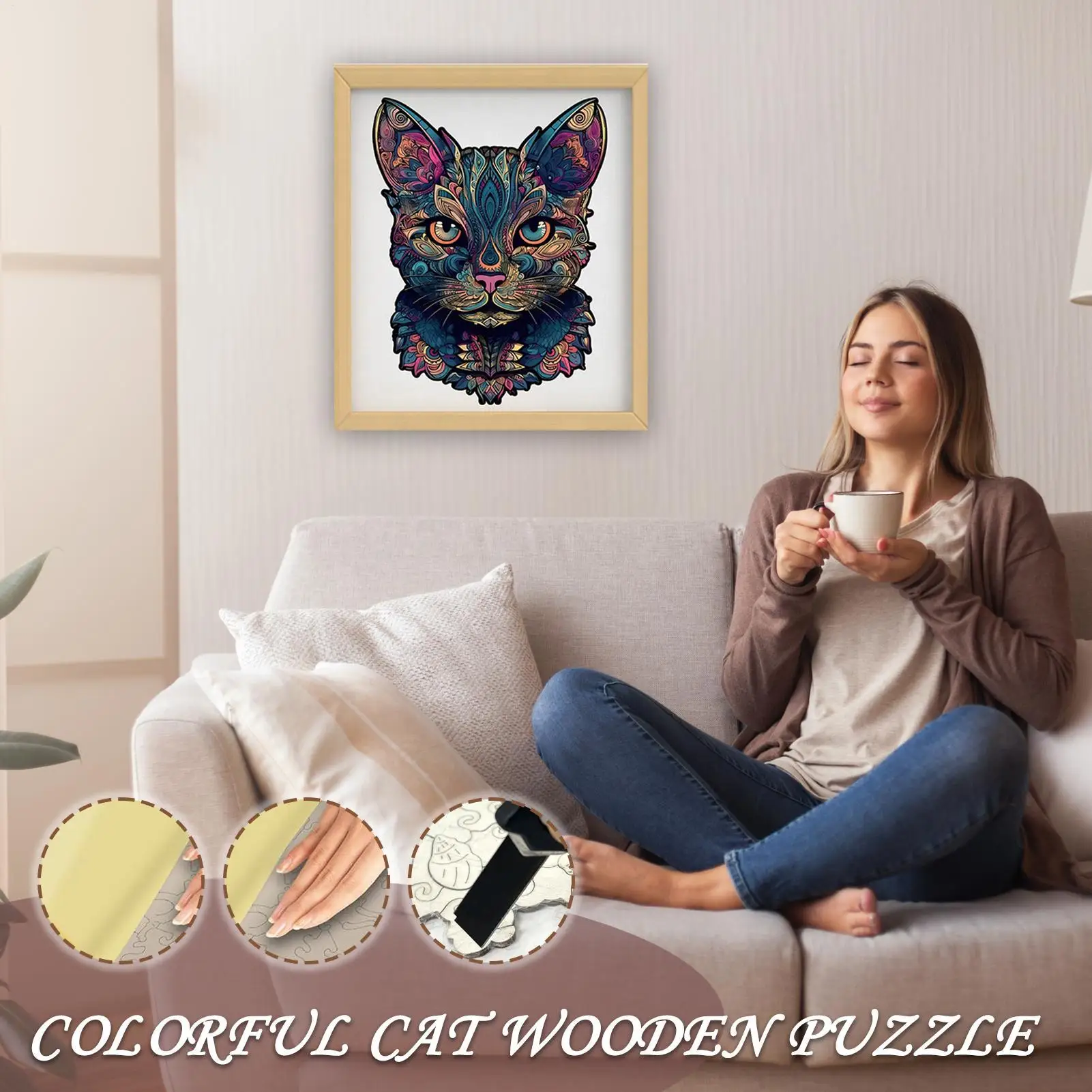 Kinder Kreative Tier Form Puzzles Interessante Tisch Spiele Katze Puzzle Gehirn Spiele Montessori Denken Bildung Holz Spielzeug