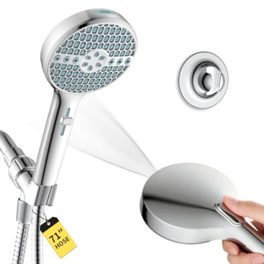 

Shower Head with Handheld, 8-Mode High Pressure Shower Head with 71" Extra Long Stainless Steel Hose and Adjustable Bracket, Bu
