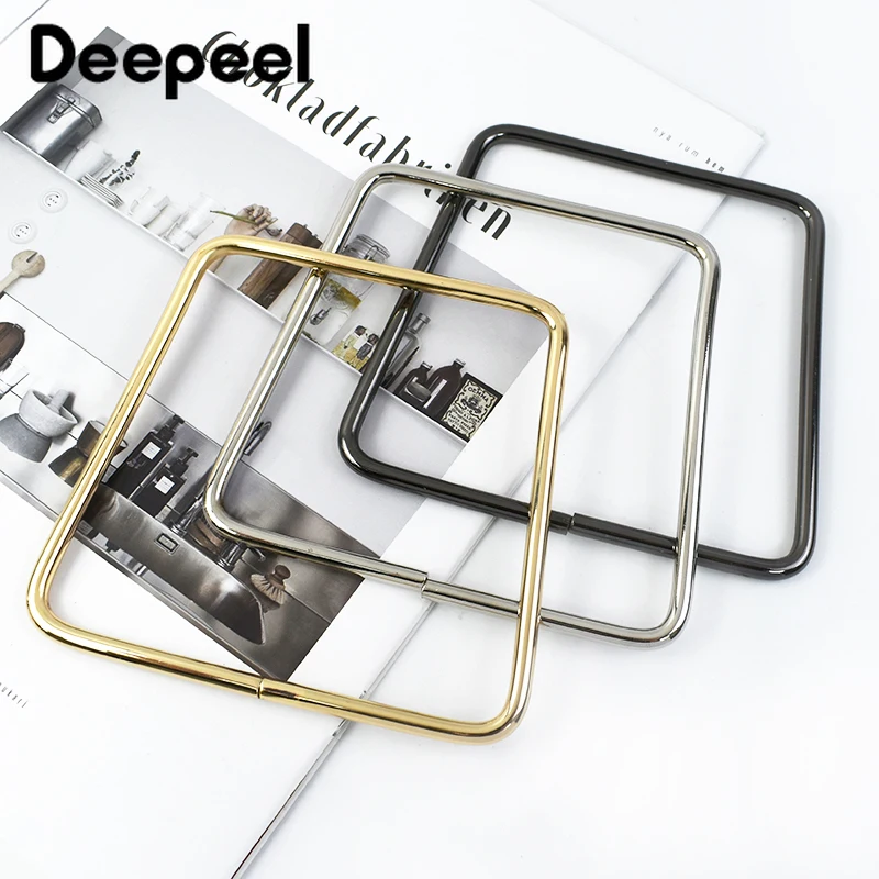 1/2Pcs Deepeel 12cm Metal Square Ring Bags Handles Purse Frame Kiss Clasp DIY Handbag Replacement Handle Woven Bag Accessories