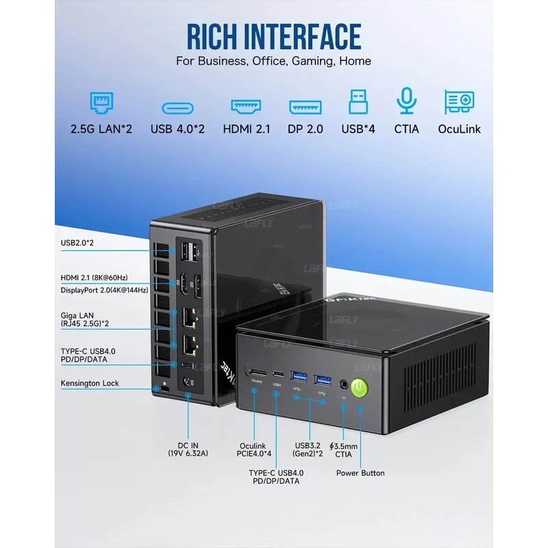 GMKtec-Mini PC K8 Plus Ryzen 7 8845HS، كمبيوتر الألعاب، Windows 11 Pro، DDR5، 5600Mhz، PCIe 4.0، NVMe، SSD، WiFi 6، BT Stimule M