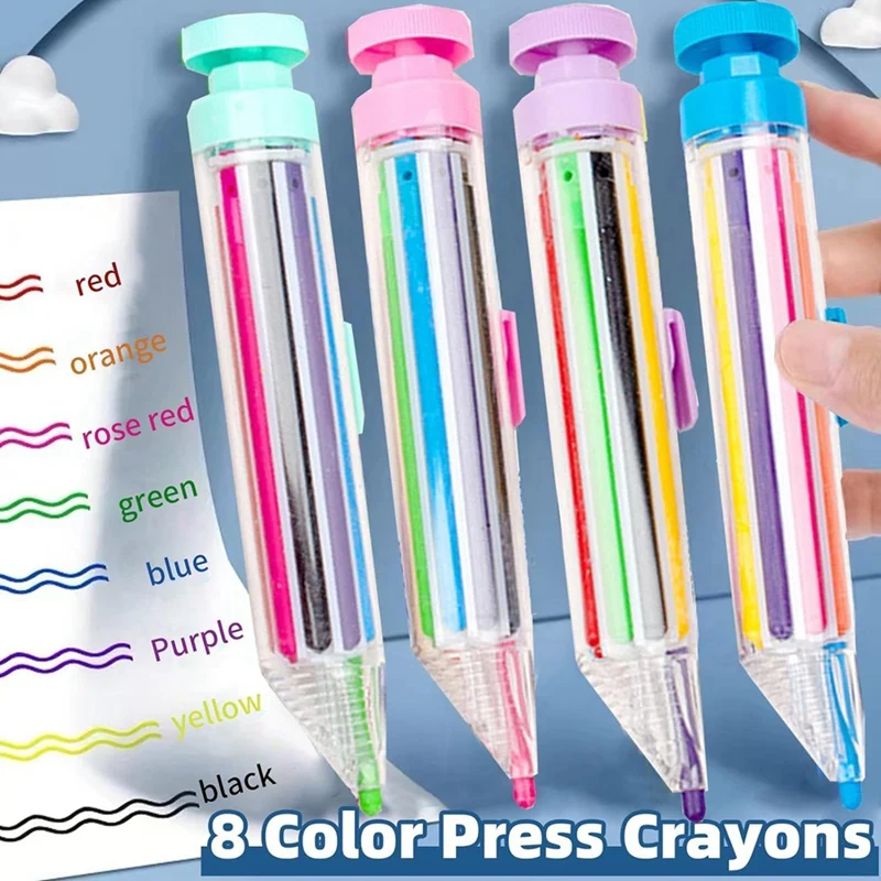 Multicolor Rotating Crayons para crianças, Pressionando Crayon Lápis, Artes, Colorido, Doméstico, 4pcs