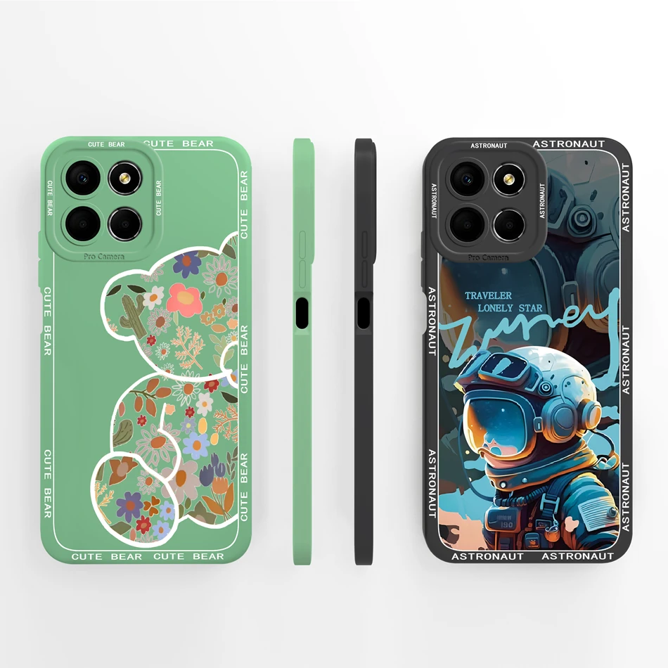 For Honor X6 X6S X6A X5 Phone Case Panda Soft Liquid Silicone Full Protection Bumper For Honor X 6 X 5 Shockproof Back Cover