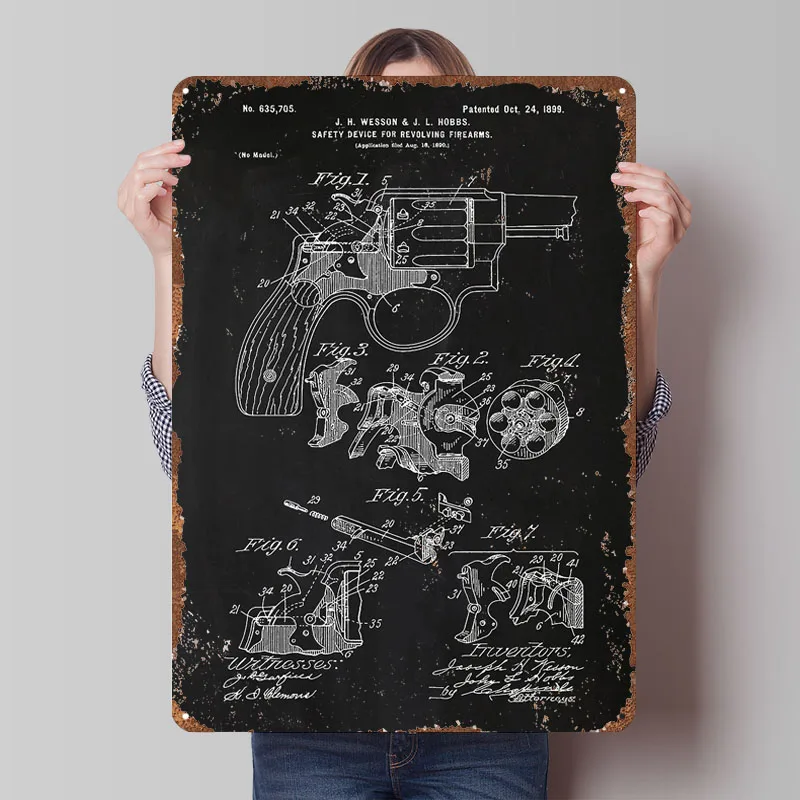 

4 Smith and Wesson Hammer Sign Gun Poster Back to the Future Customizable Metal Signs for Wall Decoration Decorations for Home