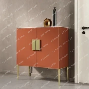 MY minimalist saddle leather shoe cabinet, living room bucket cabinet, secret cabinet against the wall, light luxury rock